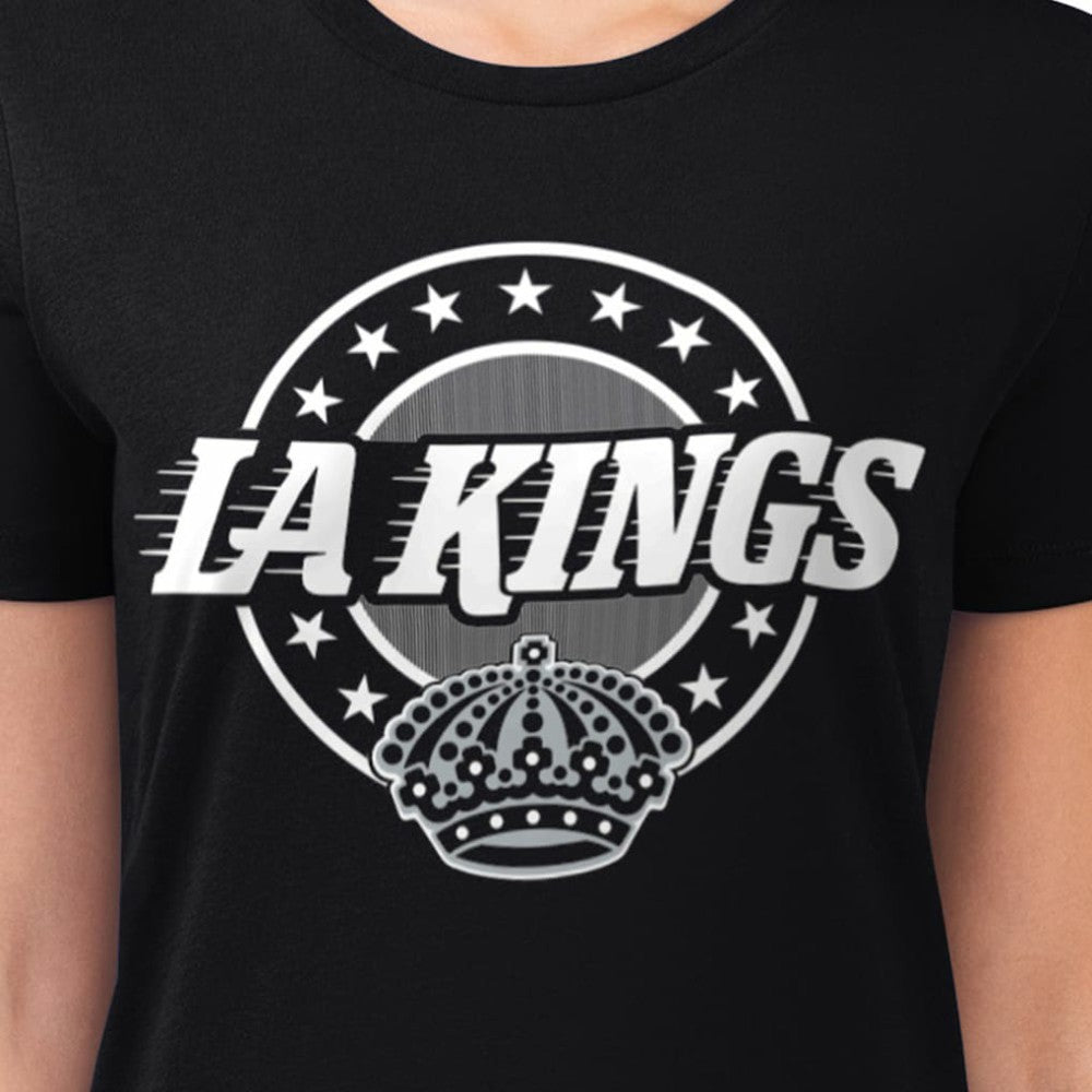 Los Angeles Kings G-III 4Her by Carl Banks Women's Super-Slim Lightweight Pinstripe Circle Graphic T-Shirt