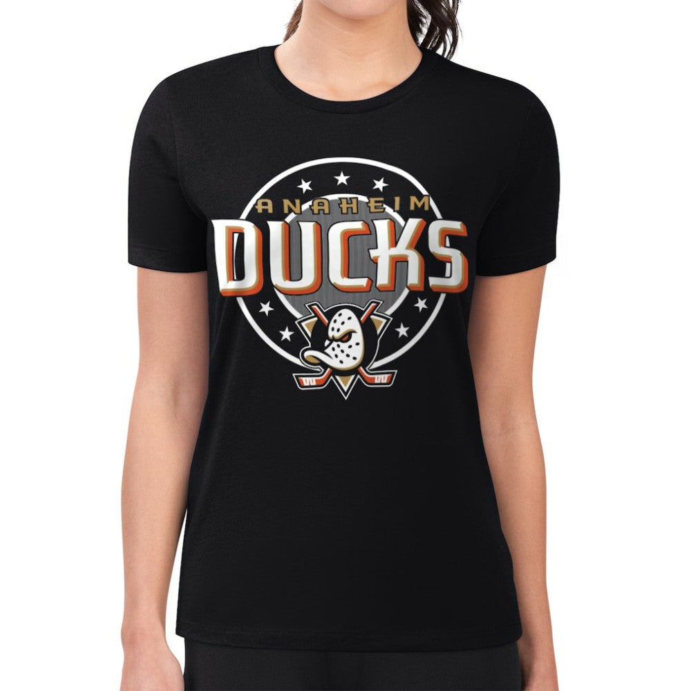 Anaheim Ducks G-III 4Her by Carl Banks Women's Super-Slim Lightweight Pinstripe Circle Graphic T-Shirt