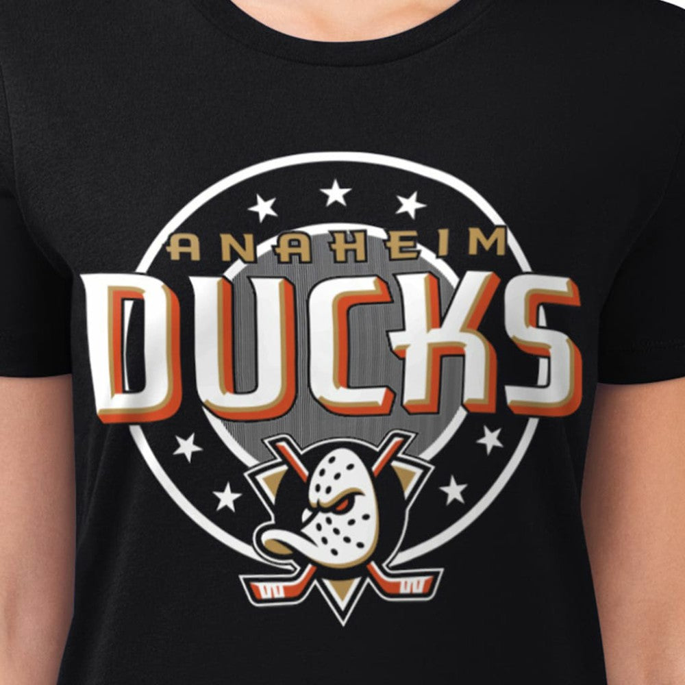 Anaheim Ducks G-III 4Her by Carl Banks Women's Super-Slim Lightweight Pinstripe Circle Graphic T-Shirt