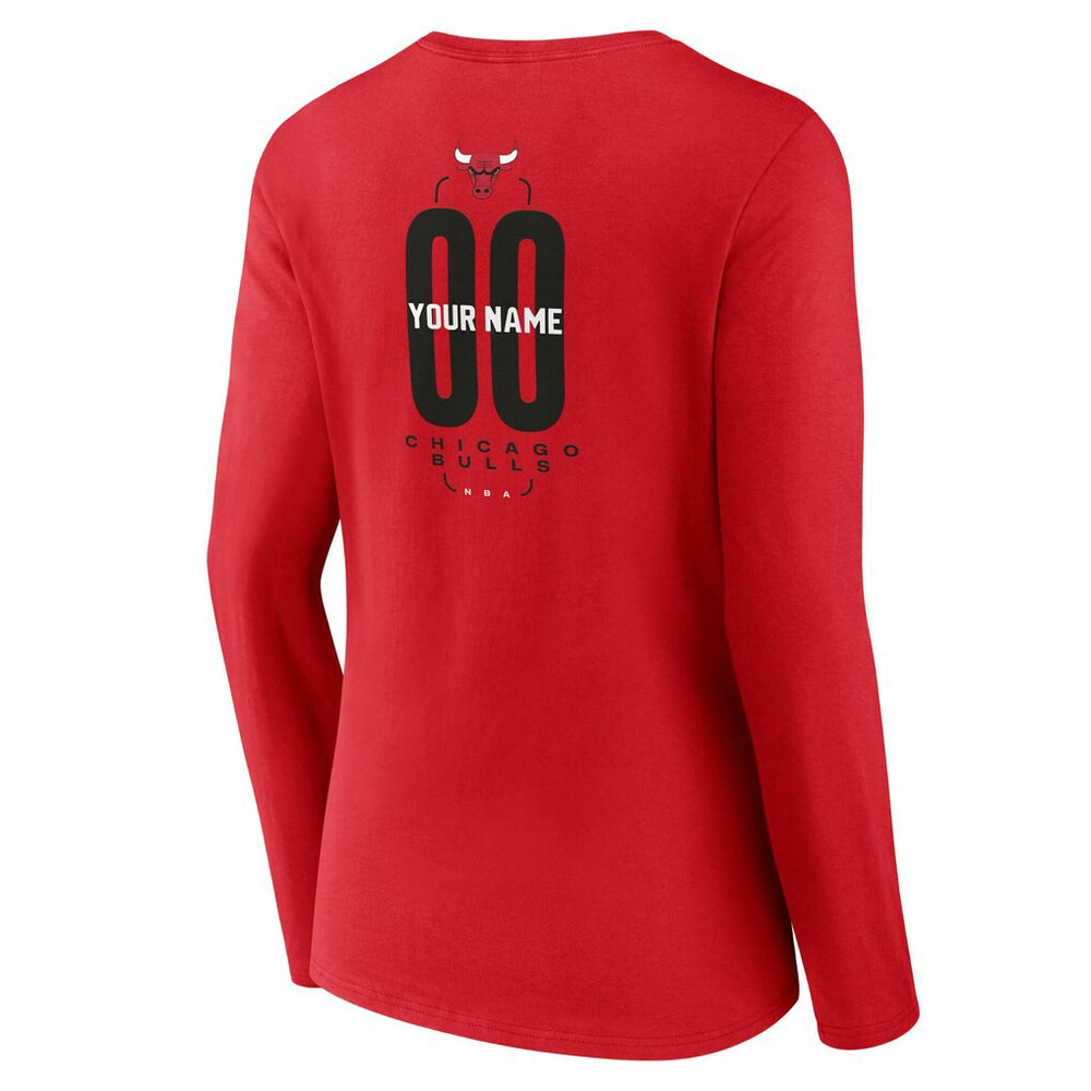 Chicago Bulls Women's Center Court Name & Number Custom Long Sleeve V-Neck T-Shirt sale - Red online