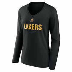 Los Angeles Lakers Women's Center Court Name & Number Custom Long Sleeve V-Neck T-Shirt - Black for sale