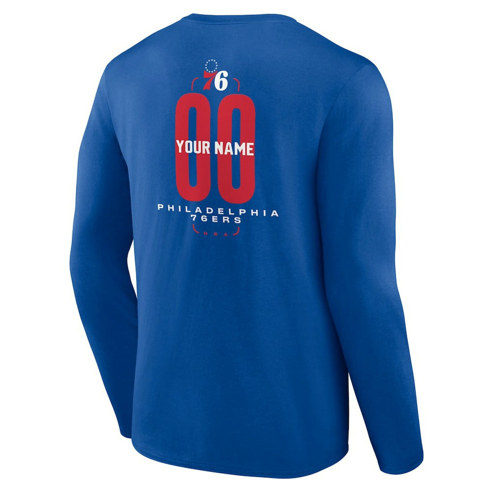 Philadelphia 76ers Center Court Name & Number Custom Long Sleeve T-Shirt - Royal online