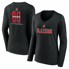 Portland Trail Blazers Women's Center Court Name & Number Custom Long Sleeve V-Neck T-Shirt - Black sale