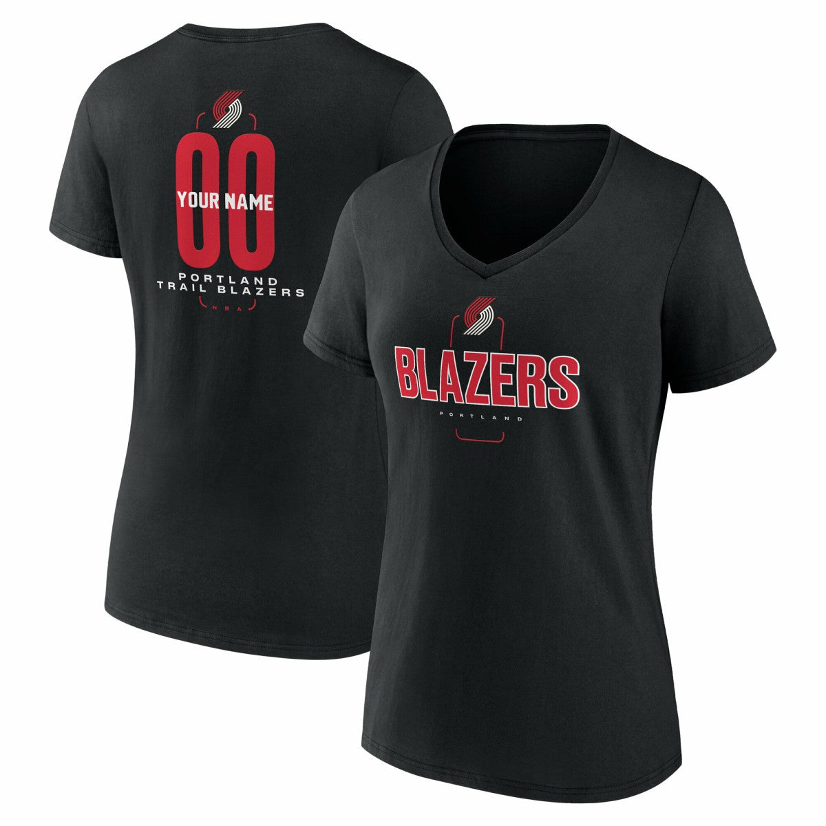 Portland Trail Blazers Women's Center Court Name & Number Custom V-Neck T-Shirt - Black cheap