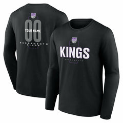 Sacramento Kings Center Court Name & Number Custom Long Sleeve T-Shirt - Black on sale