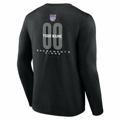 Sacramento Kings Center Court Name & Number Custom Long Sleeve T-Shirt - Black on sale