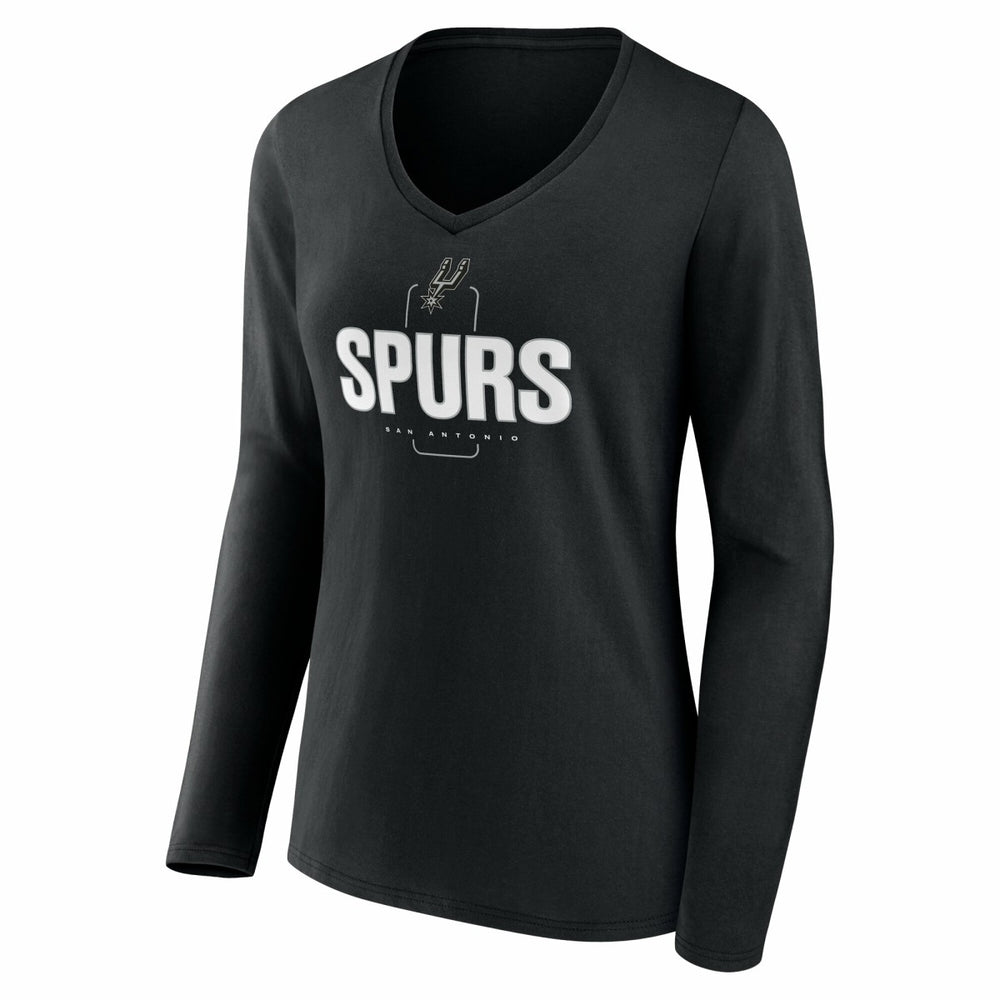 San Antonio Spurs Women's Center Court Name & Number Custom Long Sleeve V-Neck T-Shirt - Black on sale