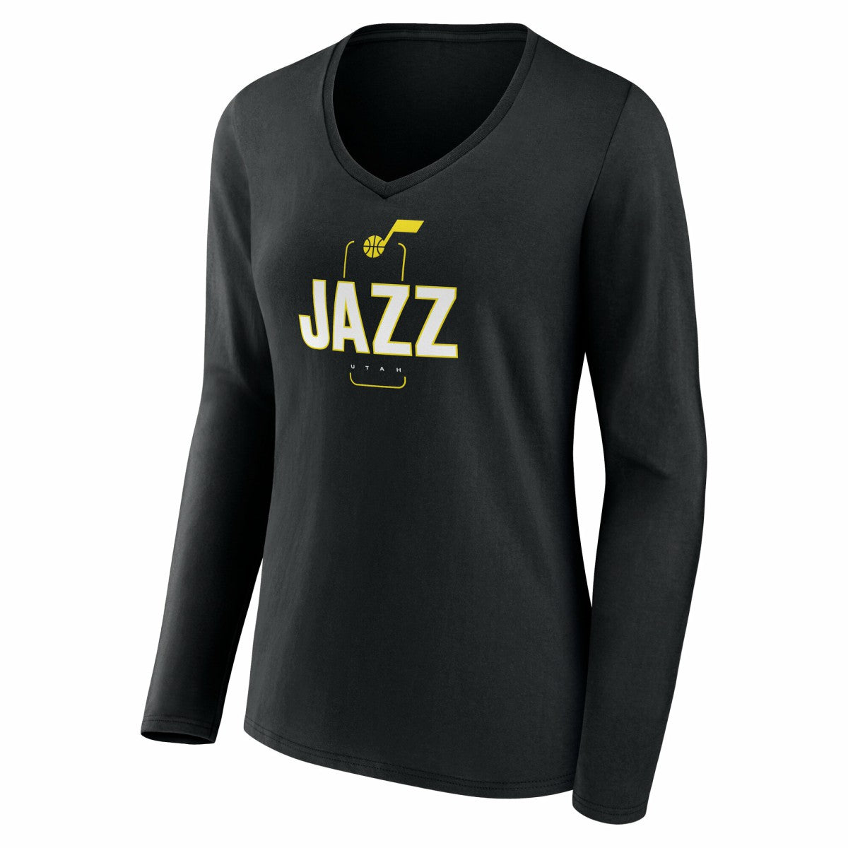 Utah Jazz Women's Center Court Name & Number Custom Long Sleeve V-Neck T-Shirt - Black online