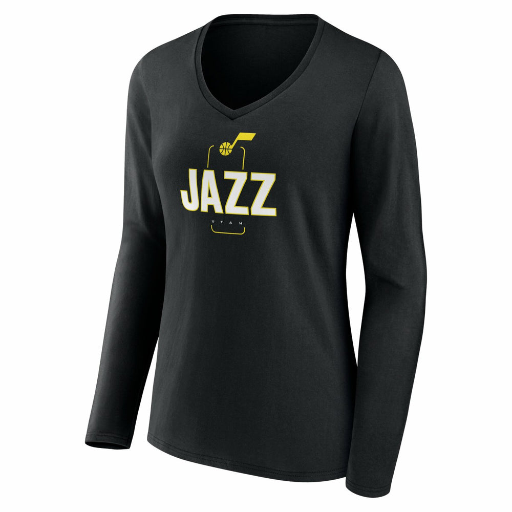 Utah Jazz Women's Center Court Name & Number Custom Long Sleeve V-Neck T-Shirt - Black online