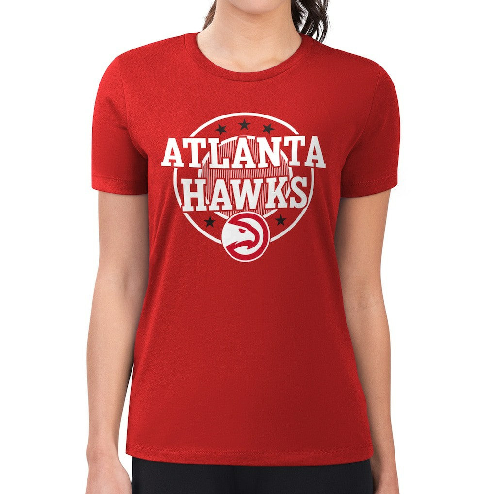 Atlanta Hawks G-III 4Her by Carl Banks Women's Super-Slim Lightweight Pinstripe Circle Graphic T-Shirt - Red on sale
