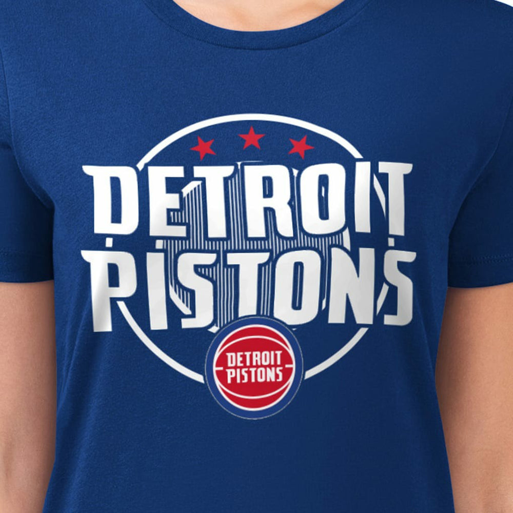 Detroit Pistons G-III 4Her by Carl Banks Women's Super-Slim Lightweight Pinstripe Circle Graphic T-Shirt sale - Blue cheap