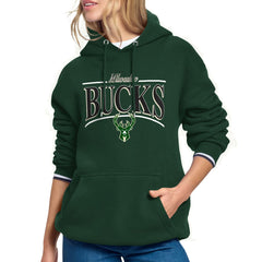 Milwaukee Bucks Starter Women's Arch Stripe Fleece Hoodie - Hunter Green discount