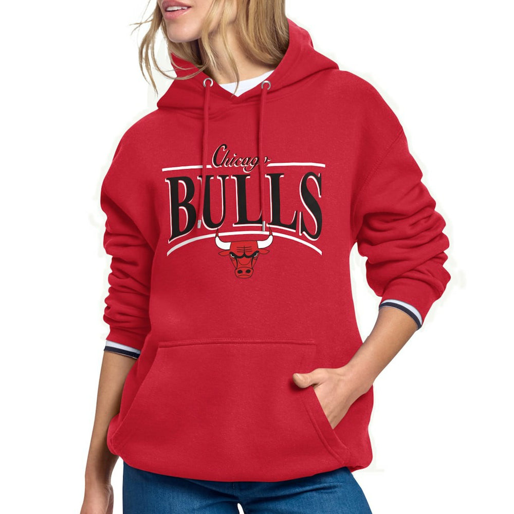 Chicago Bulls Starter Women's Arch Stripe Fleece Hoodie - Red shop