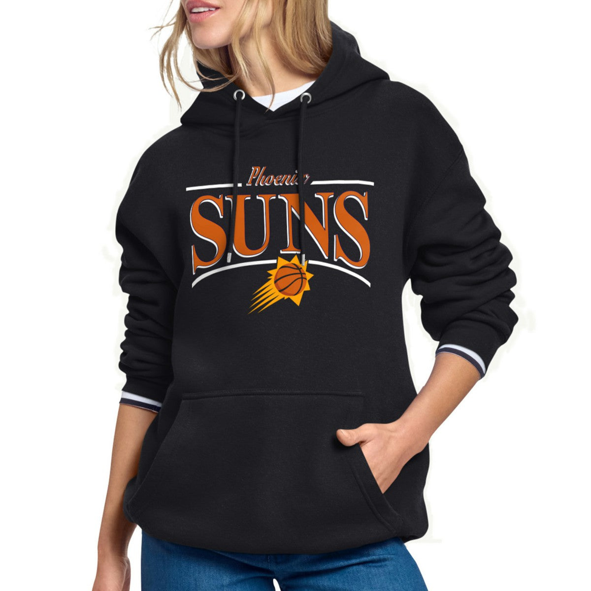 Phoenix Suns Starter Women's Arch Stripe Fleece Hoodie - Black discount