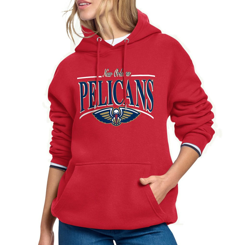 New Orleans Pelicans Starter Women's Arch Stripe Fleece Hoodie - Red discount