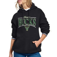 Milwaukee Bucks Starter Women's Arch Stripe Fleece Hoodie - Black outlet