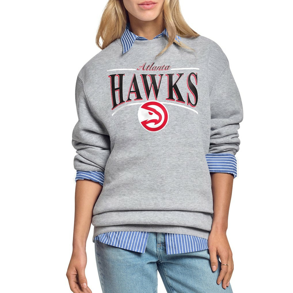 Atlanta Hawks Starter Women's Arch Stripe Fleece Crewneck Sweatshirt - Gray outlet