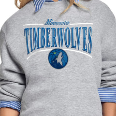 Minnesota Timberwolves Starter Women's Arch Stripe Fleece Crewneck Sweatshirt - Gray sale