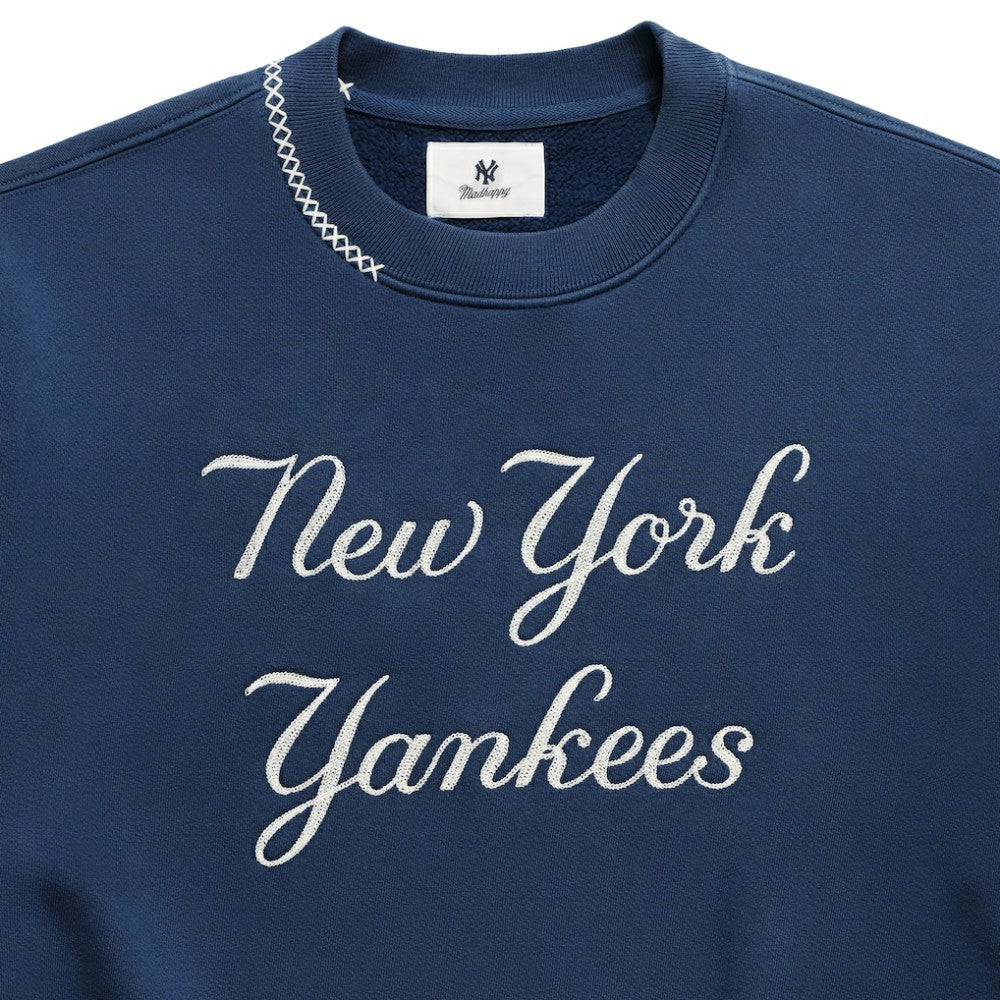 New York Yankees Madhappy Unisex Script Fleece Sweatshirt - Blue