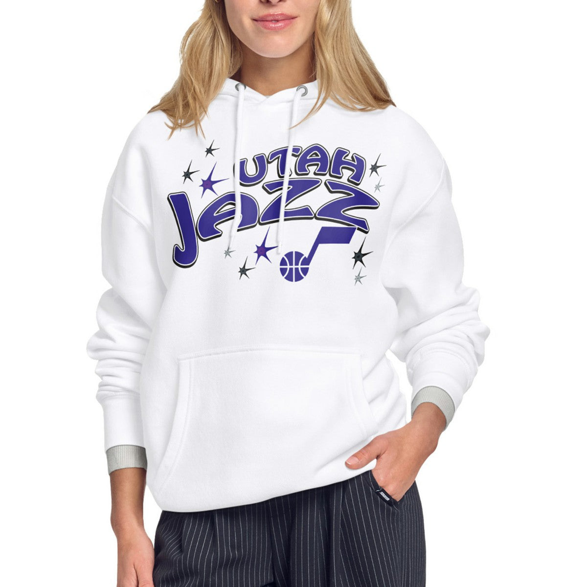 Utah Jazz Starter Women's Fireworks Fleece Hoodie - White discount