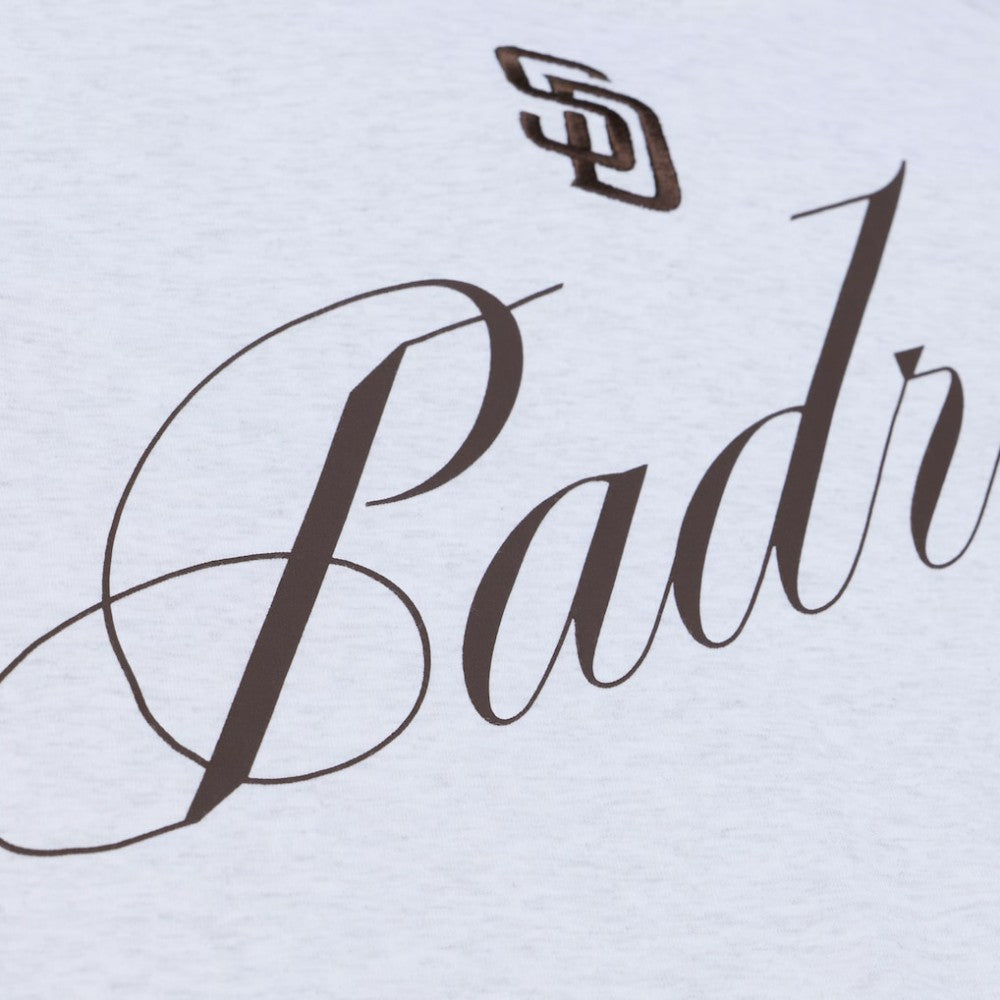 San Diego Padres Women's Script Cropped Boxy T-Shirt - Heather Gray | Mitchell & Ness