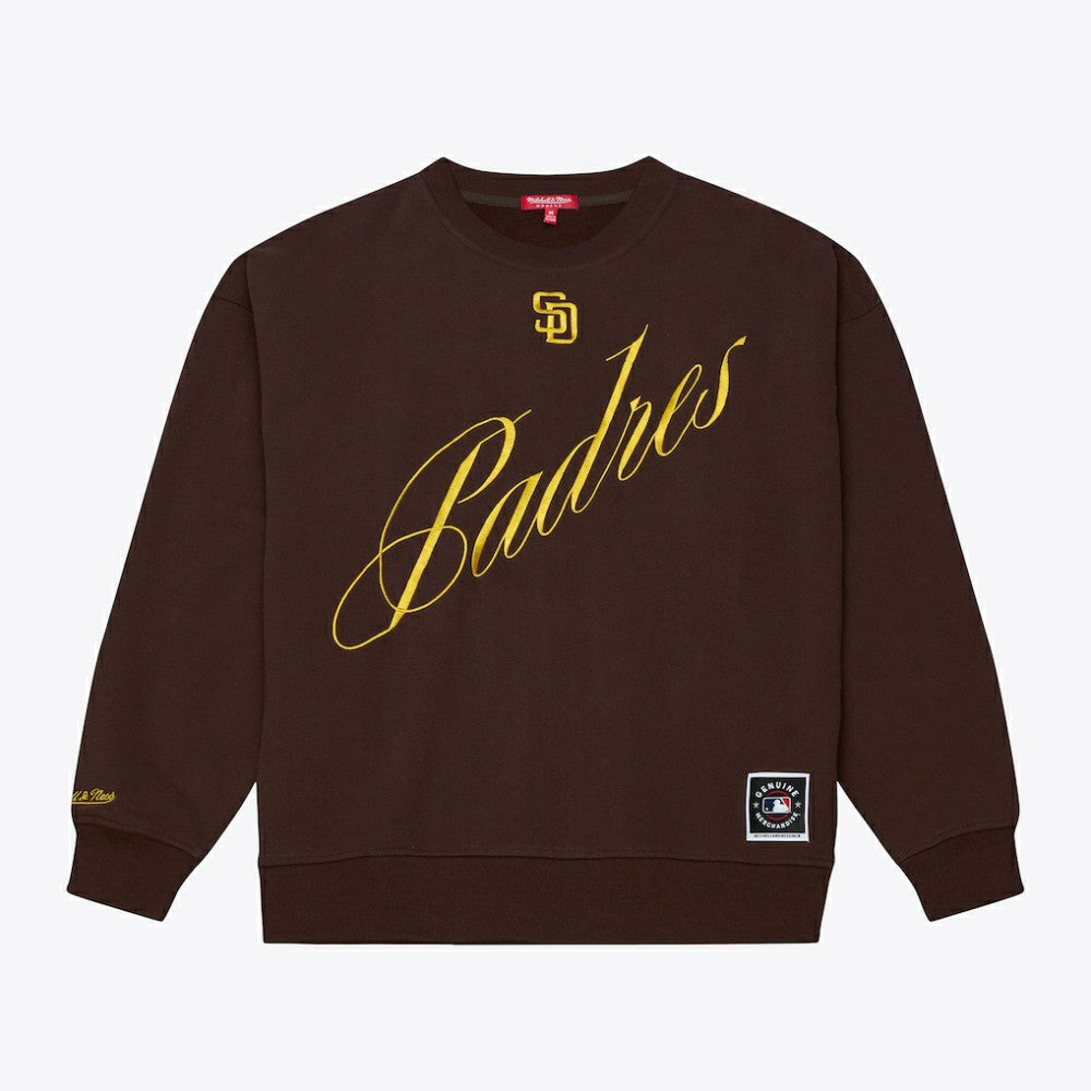 San Diego Padres Women's Script Sweatshirt - Brown | Mitchell & Ness