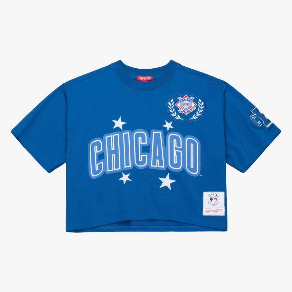 Chicago Cubs Women's Pep Rally Cropped Boxy T-Shirt - Royal | Mitchell & Ness