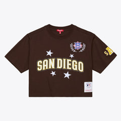 San Diego Padres Women's Pep Rally Cropped Boxy T-Shirt - Brown | Mitchell & Ness