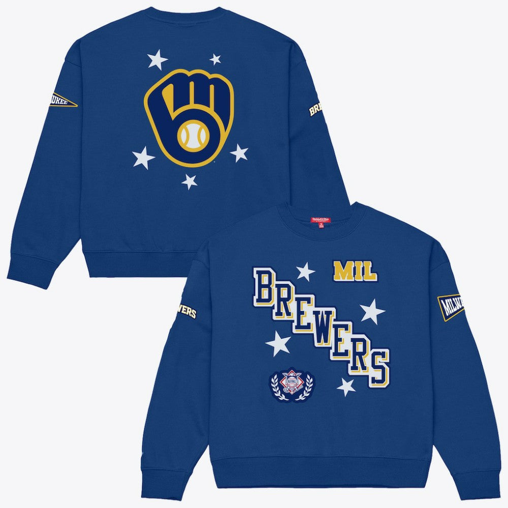 Milwaukee Brewers Women's Pep Rally Sweatshirt - Royal | Mitchell & Ness