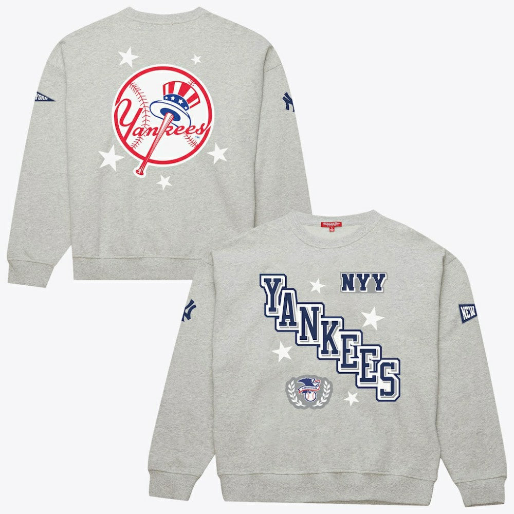 New York Yankees Women's Pep Rally Sweatshirt - Heather Gray | Mitchell & Ness