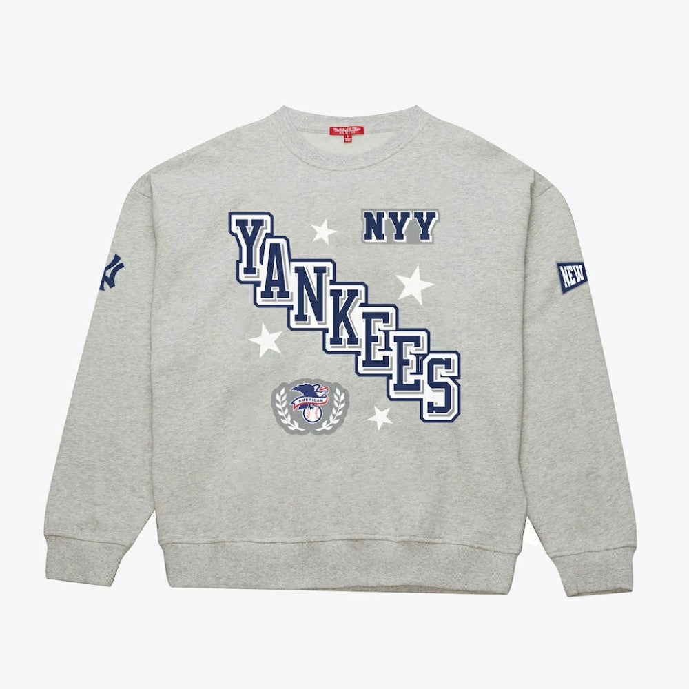 New York Yankees Women's Pep Rally Sweatshirt - Heather Gray | Mitchell & Ness