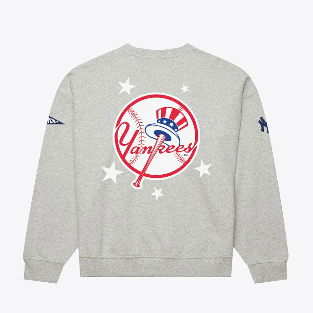 New York Yankees Women's Pep Rally Sweatshirt - Heather Gray | Mitchell & Ness