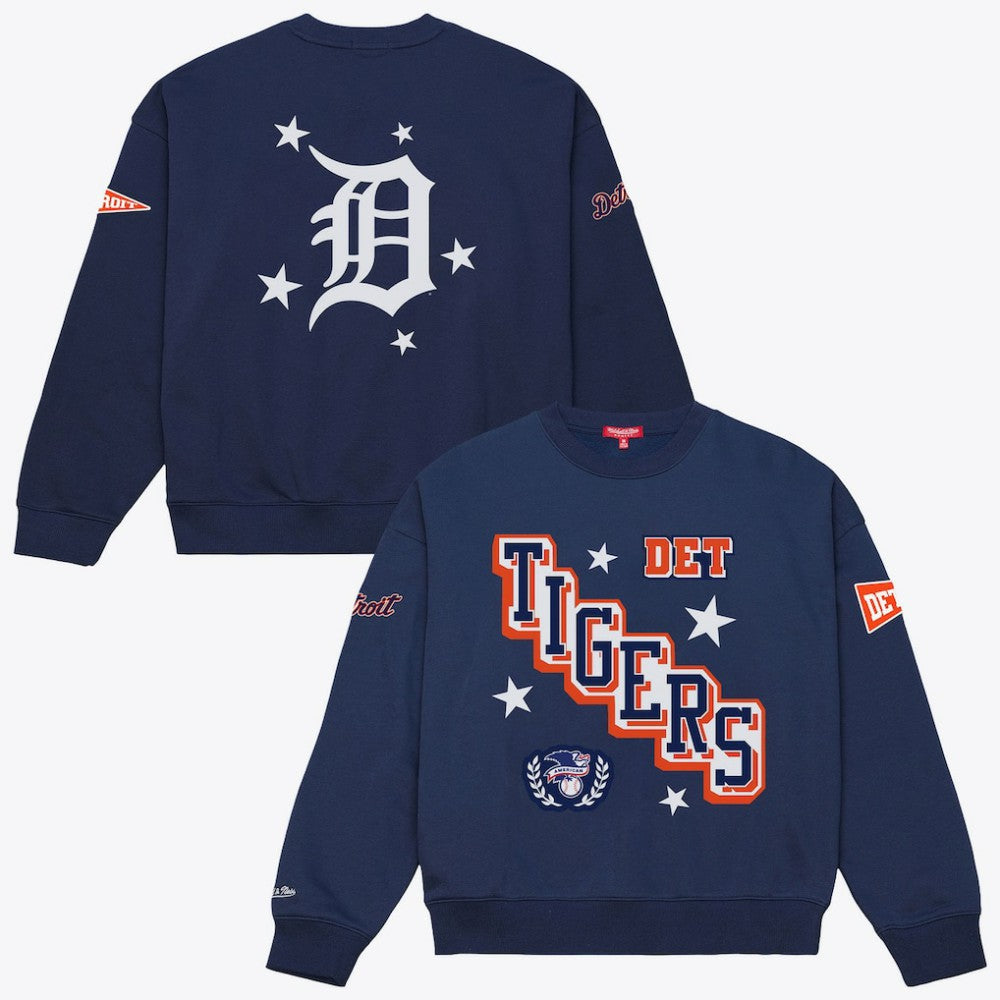 Detroit Tigers Women's Pep Rally Sweatshirt - Navy | Mitchell & Ness