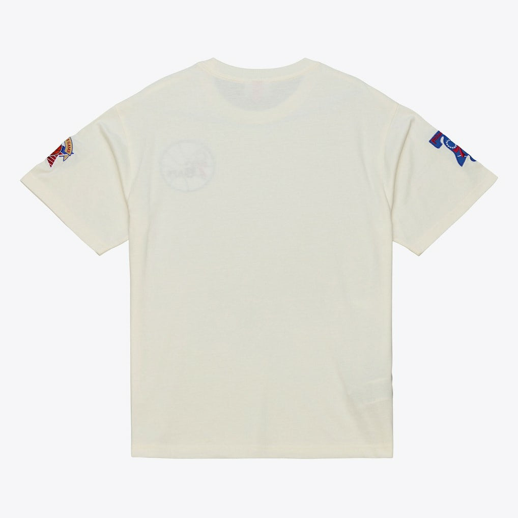 Philadelphia 76ers Hardwood Classics Chainstitch Premium T-Shirt - Cream | Mitchell & Ness discount