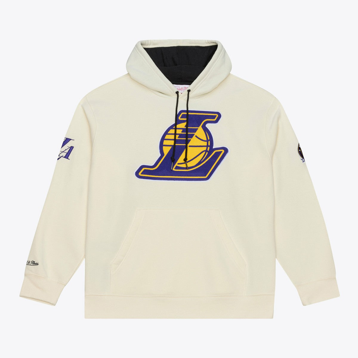 Los Angeles Lakers Hardwood Classics Chainstitch Premium Fleece Hoodie - Cream | Mitchell & Ness shop
