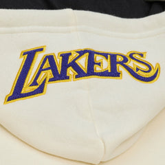 Los Angeles Lakers Hardwood Classics Chainstitch Premium Fleece Hoodie - Cream | Mitchell & Ness shop