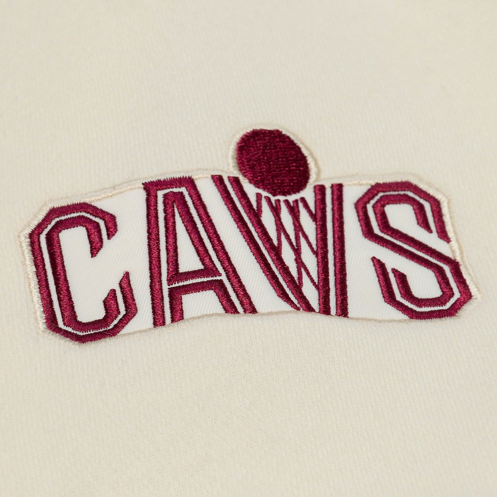 Cleveland Cavaliers Hardwood Classics Chainstitch Premium Fleece Hoodie sale - Cream | Mitchell & Ness for sale