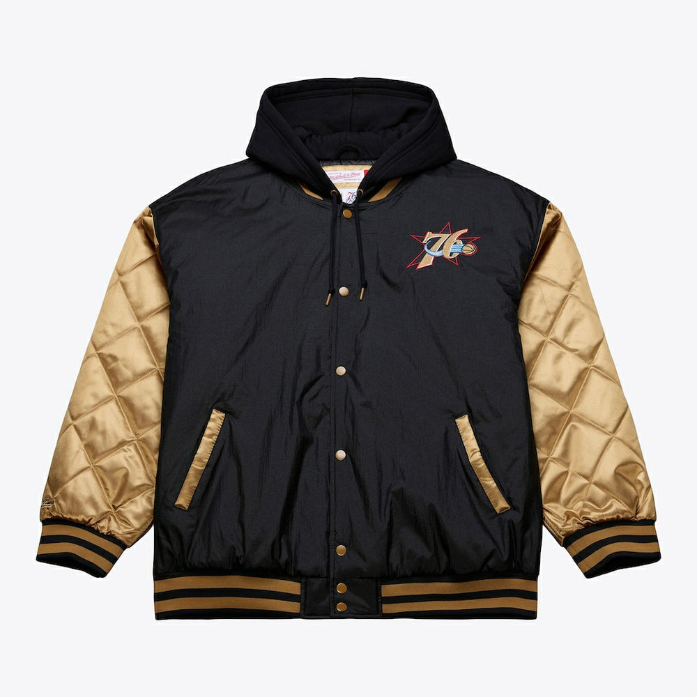Philadelphia 76ers Hardwood Classics 76 Originals Collection Fushion Full-Snap Hoodie Jacket - Black | Mitchell & Ness sale