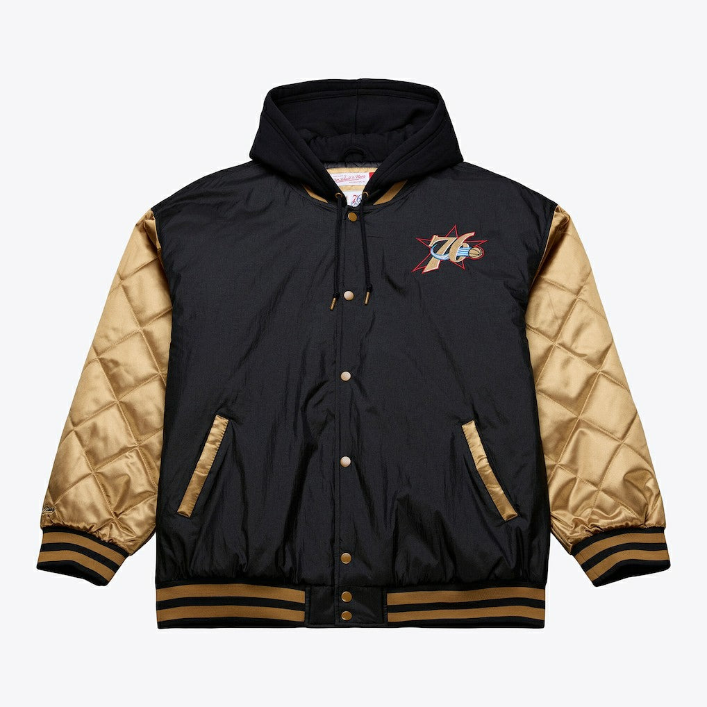 Philadelphia 76ers Hardwood Classics 76 Originals Collection Fushion Full-Snap Hoodie Jacket - Black | Mitchell & Ness sale