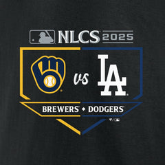 Milwaukee Brewers vs. Los Angeles Dodgers 2025 National League Championship Series Matchup Batter's Box T-Shirt - Black