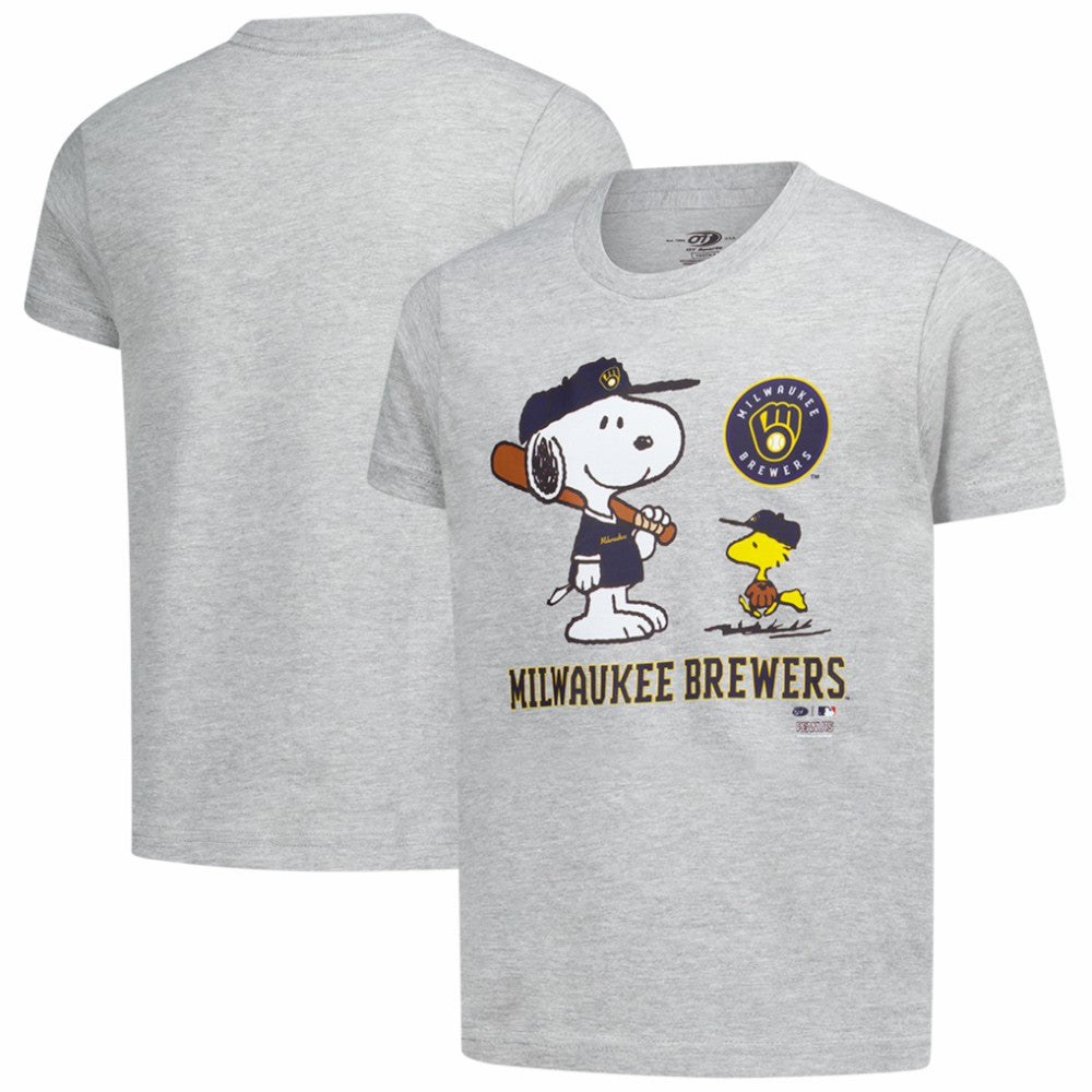 Milwaukee Brewers Youth Peanuts Snoopy T-Shirt - Heather Gray