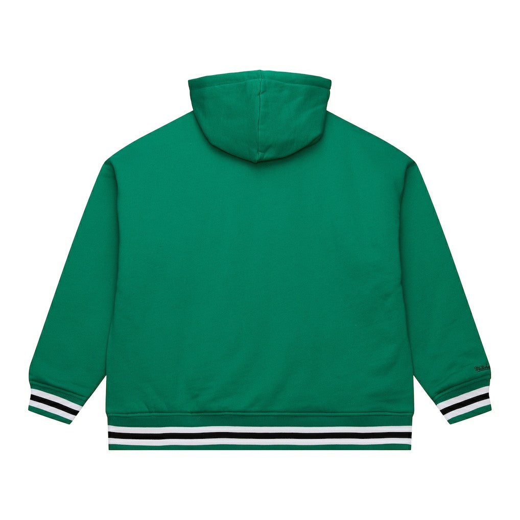 Boston Celtics Throw It Back Quilted Fleece Quarter-Zip Hoodie - Green | Mitchell & Ness shop