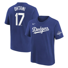 Shohei Ohtani Los Angeles Dodgers Youth 2025 World Series Champions Name & Number T-Shirt - Royal | Nike