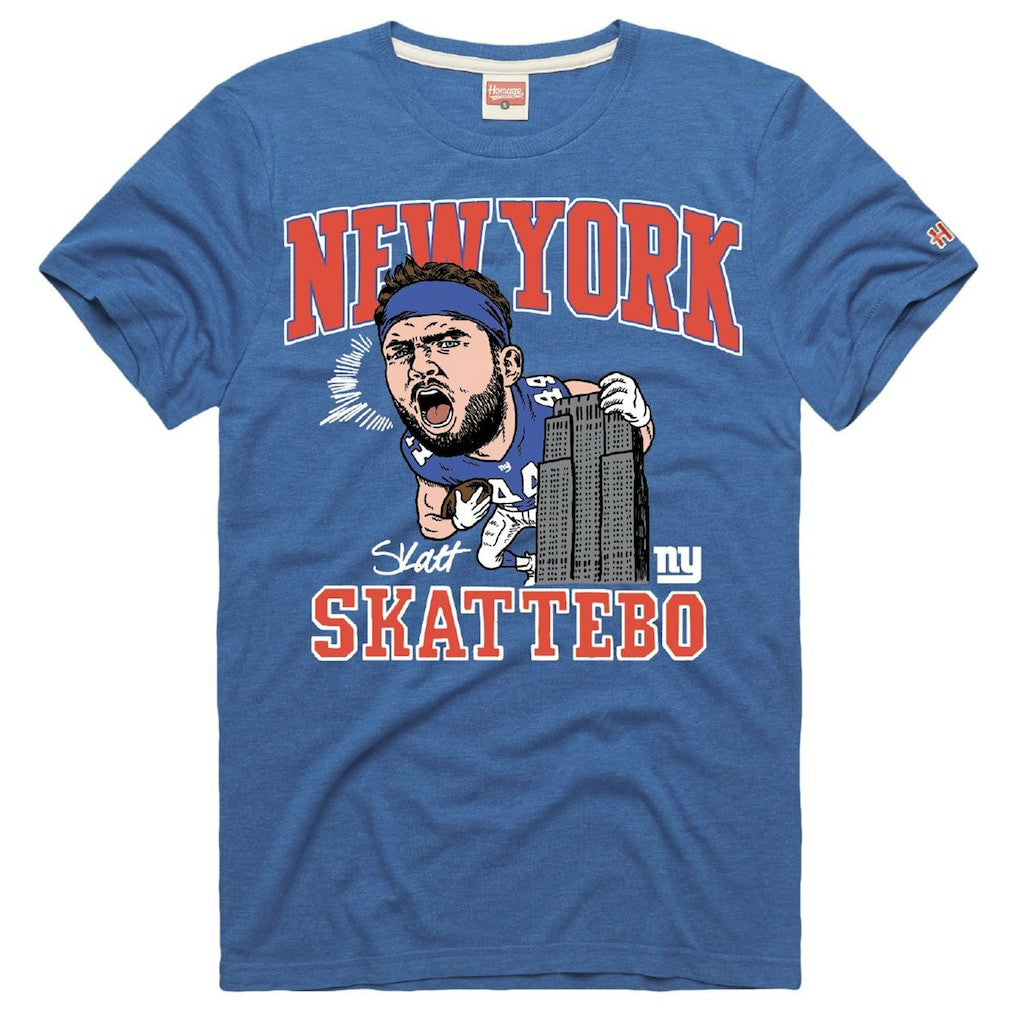 NFL New York Giants Cam Skattebo  Homage Unisex Caricature Player Graphic Tri-Blend T-Shirt