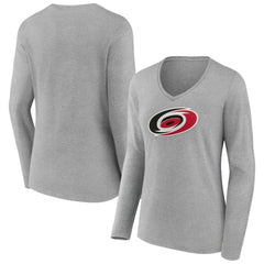 Carolina Hurricanes Women's Primary Logo Long Sleeve V-Neck T-Shirt
