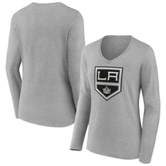 Los Angeles Kings Women's Primary Logo Long Sleeve V-Neck T-Shirt