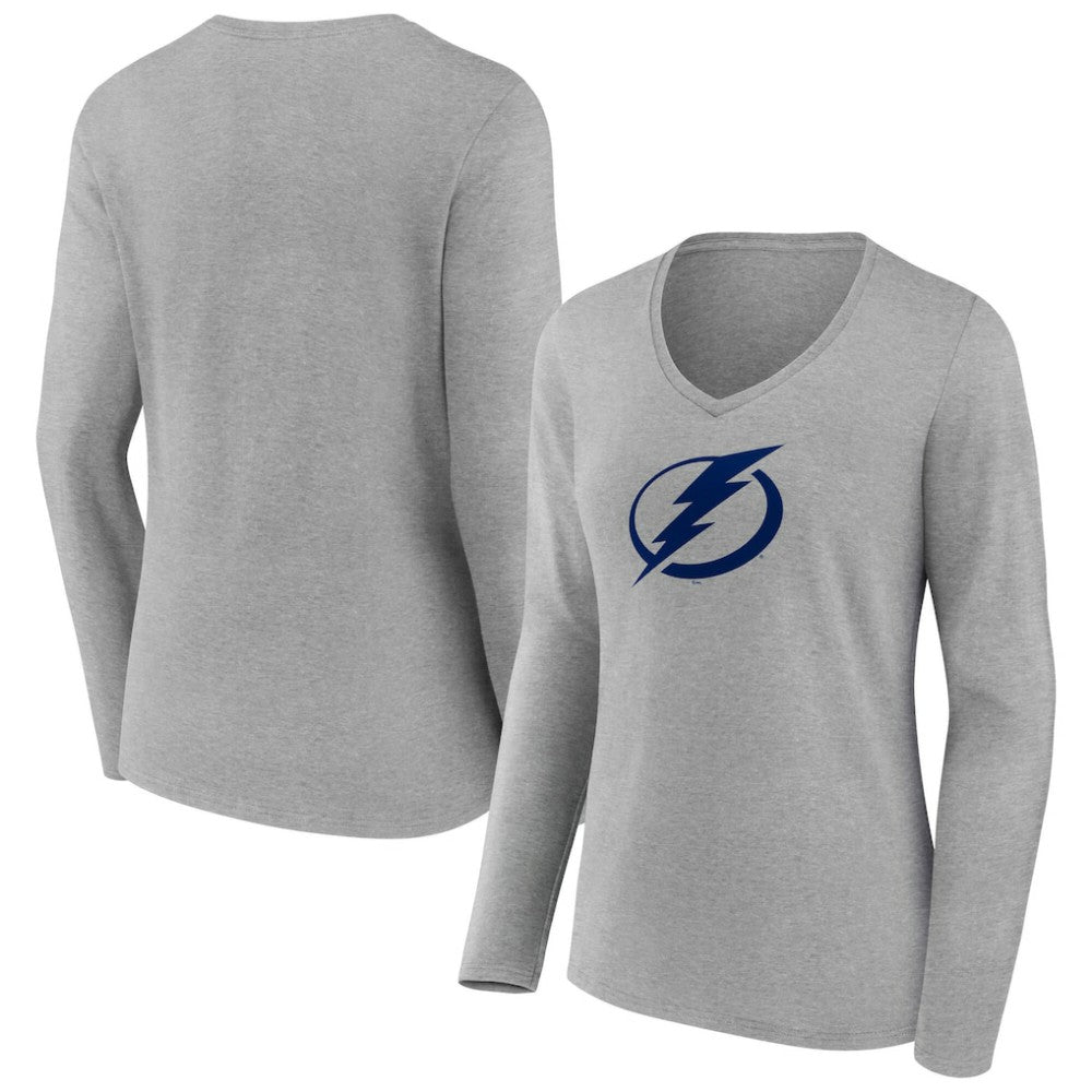 Tampa Bay Lightning Women's Primary Logo Long Sleeve V-Neck T-Shirt