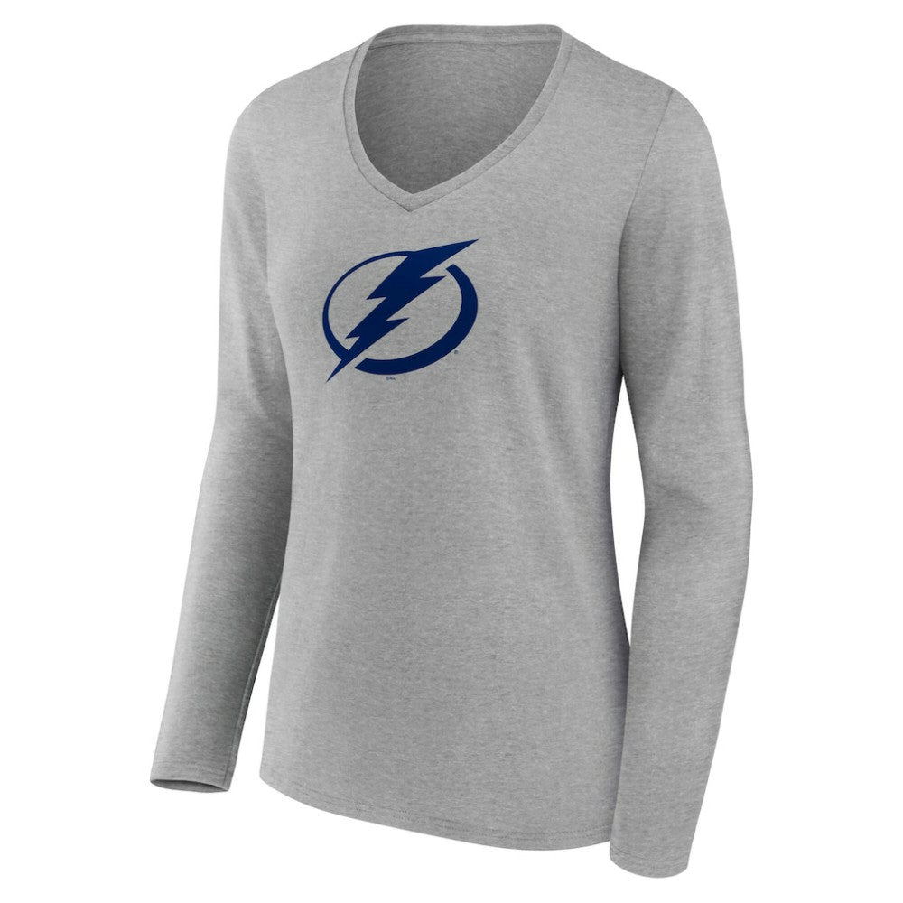 Tampa Bay Lightning Women's Primary Logo Long Sleeve V-Neck T-Shirt