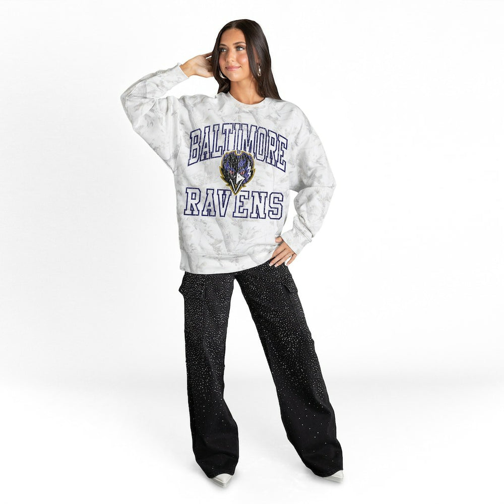 NFL Baltimore Ravens Gameday Couture Women's Whiteout Oversized Premium Fleece Sweatshirt