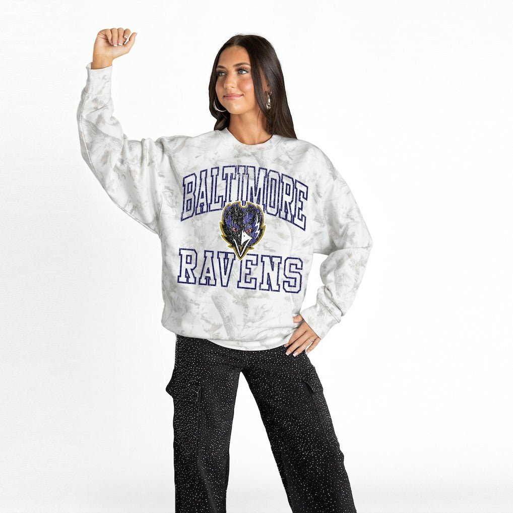NFL Baltimore Ravens Gameday Couture Women's Whiteout Oversized Premium Fleece Sweatshirt
